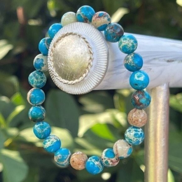 8mm Imperial Jasper Stretch Bead Bracelet - Picture 1 of 4